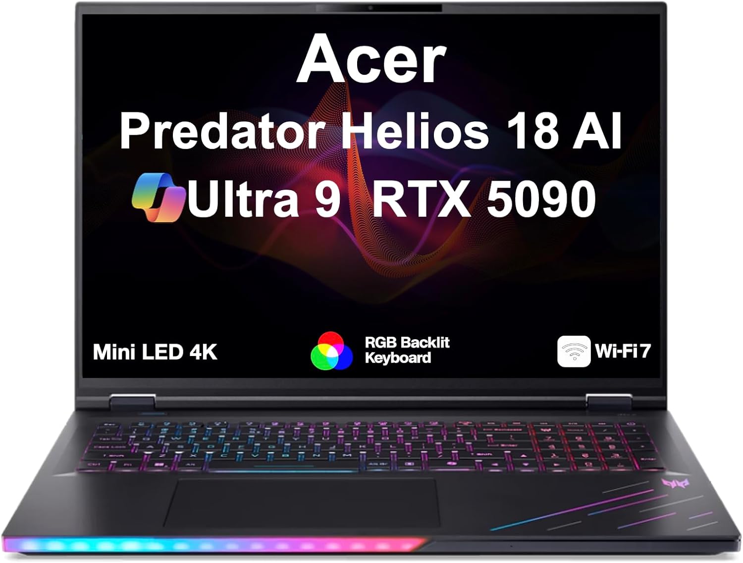 Acer Predator Helios 18 AI AI Gaming Laptop 18" 120Hz Mini LED 4K Display (Intel Ultra 9- 275HX, GeForce RTX 5090 24GB, 128GB DDR5, 8TB PCIe SSD, RGB KB, 2 Thunderbolt 4, WiFi 7, Win 11 Pro)