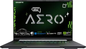 GIGABYTE AERO X16; Copilot+ PC – 165Hz 2560×1600 WQXGA – NVIDIA GeForce RTX 5060 – AMD Ryzen AI 7 350-1TB SSD with 16GB DDR5 RAM – Windows 11 Home – Space Gray