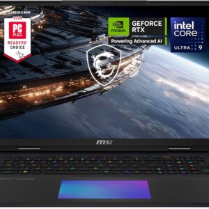 msi Titan 18 HX AI 18″ 240Hz MiniLED UHD+ Gaming Laptop: Intel Ultra 9-290HX, NVIDIA Geforce RTX 5090, 64GB DDR5, 4TB NVMe SSD, Thunderbolt 5, Wi-Fi 7, Win 11 Pro: Black A2WJ-1258US