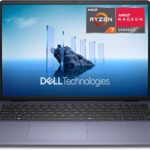 Dell 16 Laptop, FHD+, AMD Ryzen 7 250 Processor, 16GB RAM, Windows 11 Home | 1920×1200, 16:10, 300 nits, IPS, AMD Radeon Graphics, DDR5, 1TB SSD, Wi-Fi 6E, Backlit Keyboard, Midnight Blue, DC16256