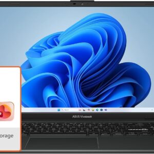 ASUS Vivobook Go 15.6” FHD Slim Laptop, AMD Ryzen 3 7320U Quad Core Processor, 8GB DDR5 RAM, 256GB SSD, Windows 11 Home, E1504FA-AB34 with Microsoft 365 Personal (1 Year)